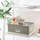 Briful Set of 2 Decorative Storage Boxes with Lids – Gray & White Nesting Organizer Bins, 14'' + 13'' Set Rectangular Fabric Covered Cardboard Boxes for Office, Closet, or Home Decor by CozyNest Decor