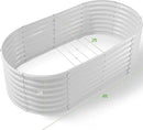 Land Guard 24“ Tall 4×2ft Galvanized Raised Garden Bed Kit, Galvanized Planter Garden Boxes Outdoor, Oval Large Metal Raised Garden Bed for Vegetables(Pearl White, 4×2×2ft) by GreenHaven Gardens