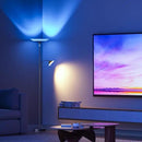 RGB Torchiere Floor Lamp - 2 Way Dimmable LED Standing Lamp with Remote&Button Control, 34W Rotatable Floor Reading Light, 72'' Tall Modern Corner Lamp for Living Room Bedroom Office, Black by CozyNest Decor