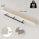 SAUMONIERES Floating Shelves 8 Inch Deep Solid Wood Wide Wall Shelf Set of 1 Wall Mounted for Bedroom Bathroom Living Room Kitchen, 55 Inch Natural by CozyNest Decor