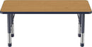 Factory Direct Partners FDP Rectangle Activity School and Kids Classroom Table (24 x 48 inch), Toddler Legs, Adjustable Height 15-24 inches - Oak Top and Navy Edge by CozyNest Decor