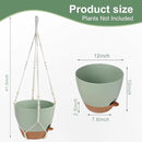 41.5 Inch Macrame Plant Hanger Indoor Outdoor with 12 Inch Flower Pot, Hanging Planter for Plants Holder with Wood Beads for Boho Home Decor (Ivory+Green) by CozyNest Decor