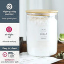 Large Glass Flour and Sugar Containers Jars with Bamboo Airtight Lid - 100 Fl Oz (3000ml) with Kitchen 42 Pantry Labels for Dry Food, Flour, Pasta, Cereal by CozyNest Decor
