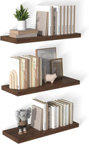 12 Inch Deep Floating Shelves for Wall 3 Pack Floating Shelves Large Storage Space Wall Mount Shelf for Living Room Kitchen Bathroom 30" W x 12" D x 1.2" H Walnut by CozyNest Decor