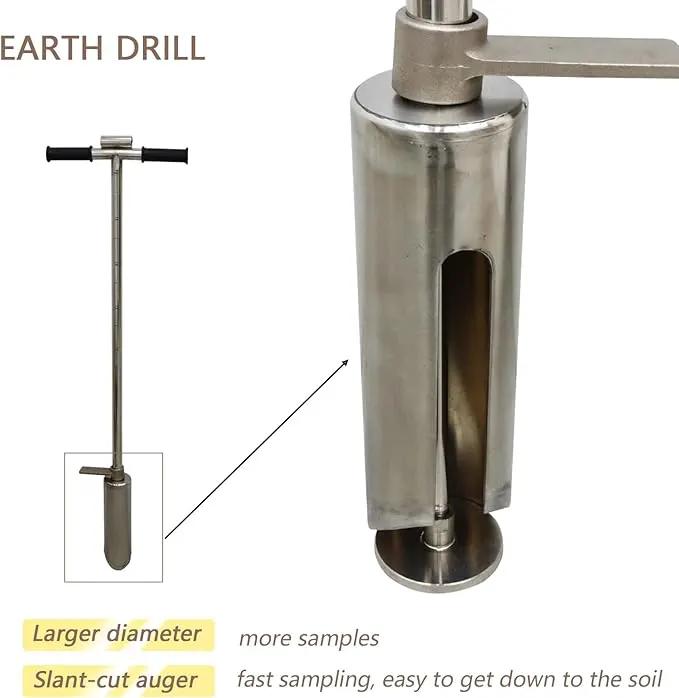INTBUYING 40’’ Soil Sampler Probe Soil Test Probe with 9.8’’Sample Ejector and Foot Pedal T Rubber Handle Stainless Steel 2.7'' Dia for Soil Sampling Lawn Garden Farm, photo 3 of 9