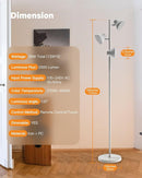 LED Tree Floor Lamp Silver, 36W Super Bright Standing Lamp with Remote Control, 4 Color Temperatures, 3 Rotatable LED Lights, Dimmable Floor Lamps for Living Room, Bedroom, Office by CozyNest Decor