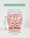 vensovo 5 Inch Ceramic Orchid Pots with Holes and Saucers - 1 Pcs Small Succulent Pot for Repotting, Garden Flowerpots for Plants Indoor and Outdoor Promotes Air Circulation, Pink by GreenHaven Gardens