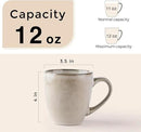 GBHOME Ceramic Coffee Mugs Set of 6, 12oz Stoneware Coffee Mugs Set For Dad Mom Women MEN, Light Weight Coffee Cups for Latte/Tea/Beer/Hot Cocoa, Dishwasher & Microwave Safe,Cappuccino by CozyNest Decor
