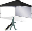 CROWN SHADES 12x12 Pop Up Canopy Tent Instant Commercial with 150D Silver Coated Fabric Including 1 Removable Sidewall, 4 Ropes, 8 Stakes, Weight Bags, STO 'N Go Bag, Black by GreenHaven Gardens