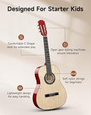 Moukey 36 Inch Acoustic Guitar for Beginners Kids Youth 3/4 Size Dreadnought Travel Guitarra Acustica Kit with Chord Poster, Gig Bag, Tuner, Picks, Nylon Strings, Capo, Strap - Natural by TinyTreasures Baby Boutique