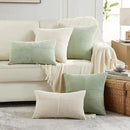 Fancy Homi 2 Packs Sage Green Samll Decorative Throw Pillow Covers 12x12 Inch with for Couch Bed Sofa, Rustic Farmhouse Boho Home Decor, Soft Corss Patchwork Corduroy Square Cushion Case 30x30 cm by CozyNest Decor
