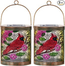 Starsoul 2 Pack Hanging Solar Lantern Outdoor Waterproof Glass Red Cardinal Decorative Solar Lights for Outside Garden Yard Table Patio Decor Cardinal Gifts by GreenHaven Gardens