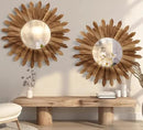 LOSOUR 2 Pack 22 Inch Boho Wall Sunburst Mirror Rustic Round Wood Decorative Mirror Boho Wall Art Decor for Entryway Bedroom Living Room by CozyNest Decor