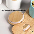 Sweejar Ceramic Kitchen Canister Sets, Porcelain Container for Countertop, Heavy Food Storage Jars with Airthight Seal Bamboo Lid, Servering for Sugar, Coffee Beans, Tea Leaves, Pack of 4（White） by CozyNest Decor
