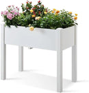Psilvam Raised Garden Bed with Legs, Poly Lumber Raised Planter Box, Outdoor Elevated Garden Bed Suit for Backyard, Patio, Balcony 34" D x 18" W x 30" H（White） by GreenHaven Gardens