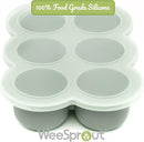 WeeSprout Silicone Baby Food Freezer Tray with Clip-on Lid - Perfect Storage Container for Homemade Baby Food, Vegetable & Fruit Purees, and Breast Milk (Matte Green, Six 3 Ounce Sections) by TinyTreasures Baby Boutique