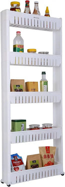 Laundry Room Organizer, Mobile Shelving Unit Organizer with 5 Large Storage Baskets, Gap Storage Slim Slide Out Pantry Storage Rack for Narrow Spaces by CozyNest Decor