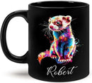 Custom Choose Name Ferret Coffee Mug, Colorful Animal Ceramic Cup, Gift For Ferret Lovers, Personalized 11oz & 15oz Mugs by CozyNest Decor
