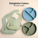 KeaBabies 2-Pack Silicone Baby Bibs for Eating - Sturdy Food-Grade Silicone Bibs for Babies Girl, Boy, Large Food Catcher, Clean & Put On Easily, Waterproof Toddler Feeding Essentials (Sage) by TinyTreasures Baby Boutique