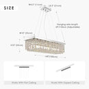 Siljoy Modern Rectangular Crystal Chandeliers 8 Lights Rectangle Raindrop Pendant Ceiling Light Fixture for Kitchen Island Dining Room, Adjustable Height, Polished Chrome Finish, L40 x W10 x H10 by CozyNest Decor