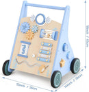 Beright Wooden Baby Walker Push and Pull Learning Activity Walker with Wheels Montessori Walker Toy Multiple Activities Center Develops Motor Skills & Stimulates Creativity (Blue) by TinyTreasures Baby Boutique