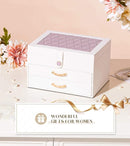 White Jewelry Box Organizer: Home Decor for Women - 2-Drawer Holder for Valentine’s Day Birthday Christmas White Grey-Purple by TinyTreasures Baby Boutique