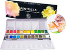 Watercolor Paint set, 24 Colors Premium Solid Watercolor Half Pans in Tin Box, 1 refillable Water Brush Pen, Art Pigment Kit Perfect for Artists Students Kids Beginners and Art Lovers by TinyTreasures Baby Boutique
