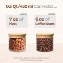 ComSaf 0.5 Qt Glass Food Storage Jars Set of 9, Clear Glass Storage Containers with Lids, Pantry Organization Jar, Spice, Salt, Blooming Tea, Coffee, Oat and Sugar Container, Small jar Set for Kitchen by CozyNest Decor