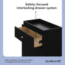 Storkcraft California 3-Drawer Chest with Removable Changing Topper (Black with Driftwood) – GREENGUARD Gold Certified, Interlocking Drawer System, Pre-Installed Tracks, Easy Assembly by TinyTreasures Baby Boutique