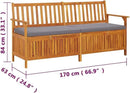 vidaXL Acacia Wood Outdoor Storage Bench Deck Box with Cushion - Solid Wood Patio Furniture, Brown/Dark Gray, 66.9"x24.8"x33.1" by CozyNest Decor