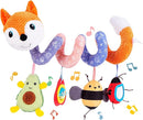 Koty Car Seat Toys, Infant Baby Spiral Plush Activity Hanging Toy for Stroller Bar Pram Crib with Music Box BB Squeaker & Rattles(Orange Fox) by TinyTreasures Baby Boutique