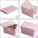 Prandom Larger Foldable Storage Boxes with Lid,Rose Pattern Fabric Decorative Storage Box,Cubes Organizers,Baskets with Handles,For Bedroom,Closet, Living Room,Pink,45x30x30cm[3-Pack] by TinyTreasures Baby Boutique