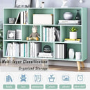 IOTXY Wooden Open Shelf Bookcase - 3-Tier Floor Standing Display Cabinet Rack with Legs, 10 Cubes Kids Bookshelf, Tiffany-Green by CozyNest Decor