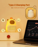 Capybara Alarm Clock with Night Light for Kids, Cute Toddler Alarm Clocks for Bedrooms Ok to Wake Clocks for Girls and Boys, Rechargeable Silicone Animal Tabletop Lamp for Kid by TinyTreasures Baby Boutique
