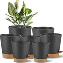 Self Watering Pots 7Pack Planting Pots for All Indoor Plants, Flower Planting Pots with Drainage Hole and Reservoir Black Plastic Succulent Planter Modern Decorations/Gift Idea by GreenHaven Gardens