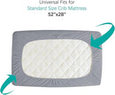 Crib Mattress Protector Waterproof Crib Sheets Fitted 2 Pack Gray Quilted Toddler Mattress Pad Cover 52" x 28" Machine Washable by TinyTreasures Baby Boutique