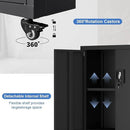 Metal Storage Cabinet with Wheels,Lockable Steel Rolling Storage Cabinet with 2 Doors for Garage,Home Office,Assembly Required,Black by CozyNest Decor