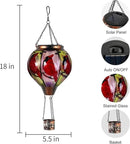 Cardinal Bird Hot Air Balloon Solar Lantern Lights, Solar Hot Air Balloon Flickering Flame Hanging Garden Light Candle LED Glass & Metal Outdoor Waterproof Lanterns Porch Yard Decor, Gift for Mom by GreenHaven Gardens
