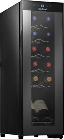 NutriChef PKCWC120 White & Red Cooler-Freestanding Countertop Compact Mini Wine Fridge Chiller Capacity, Digital Control, Glass Door, 12 Bottle-Black by CozyNest Decor