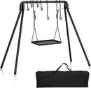 RELIANCER Grill Swing,Campfire Grill Cooking Stand w/8 Hooks & Storage Bag,Cast Iron BBQ Party Swing Grilling Cooking Rack,Outdoor Picnic Camping Cookware Hanging Rack,Collapsible Bonfire Barbecue Set by GreenHaven Gardens
