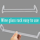 set 2 White Wine Glass Rack Under Cabinet Shelf 10 Inch Stemware Storage Hanging Hanger Organizer Glasses Holder with Drying Under Counter Metal for Kitchen and Bar by CozyNest Decor