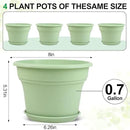 8 Inch Plastic-Flower Pot-for-Indoor Plants, 4 Pack Large Outdoor Planter Pot with Drainage Holes & Saucers, Resin Decorative Garden Pots Planters by CozyNest Decor