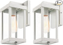 mirrea 11" Classic Outdoor Wall Sconce 1 Light in Rectangular Metal Frame and Clear Glass Shade Waterproof Porch Light Patio Light Pack of 2 (Matte White) by CozyNest Decor