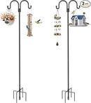 Shepherd Hooks for Outdoor, 2 Pack 95 Inch Bird Feeder Pole with 5 Prongs Base for Hanging Lantern, Hummingbird Feeder, Lightweight Plant, Shepherds Hook for Bird Feeders for Outside by GreenHaven Gardens