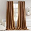 MIULEE Golden Brown Back Tab Blackout Curtains 120 Inch Long 2 Panels Set for Bedroom, Rod Pocket/Pinch Pleated Extra Long Thermal Insulated Living Room Darkening Light Blocking 10FT Drapes by TinyTreasures Baby Boutique