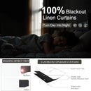 White Linen Blackout Curtains 108 Inches Long 2 Panel Burg for Sliding Glass Door Noise Reduction Thermal Summer Heat Blocking Floor to Ceiling Curtain for Bedroom Living Room Back Tab Pocket 9ft Tall by CozyNest Decor