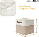 DULLEMELO 11 inch Cube Storage Bins, Large Collapsible Grey Storage Baskets for Square Cubes Organizing, Fabric Boxes Bins for Shelves Nursery Home Office Storage(4 Pack - 11" White&Khaki) by TinyTreasures Baby Boutique