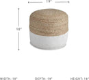 Signature Design by Ashley Sweed Valley Jute & Cotton Pouf, 19 x 19 Inches, Beige & White by CozyNest Decor