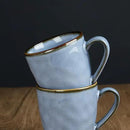 famiware Coffee Mugs Set of 4, Ocean Round 11.5oz Coffee Cup Set with Handle for Cocoa, Milk, Hot Chocolate, Tea or Water, Stoneware Cups for Kitchen, Reactive Glaze, Microwave Dishwasher Safe, Blue by CozyNest Decor
