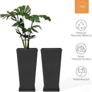 LA JOLIE MUSE 30 inch Tall Black Planters Set of 2, Indoor/Outdoor Rectangular Large V Shaped Taper Planters for Front Door by CozyNest Decor